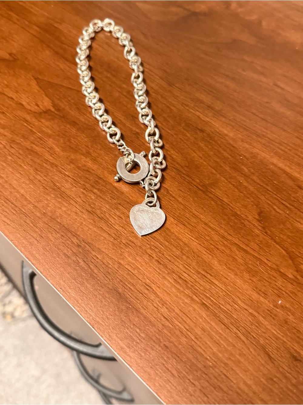 Tiffany & Co. Silver Heart Charm Link Necklace